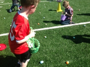 Kids hunting for eggs