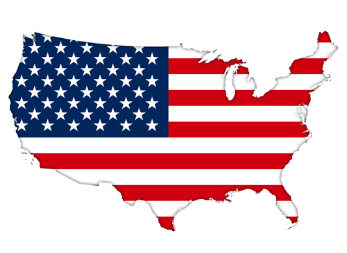 American flag map in shape of the United States